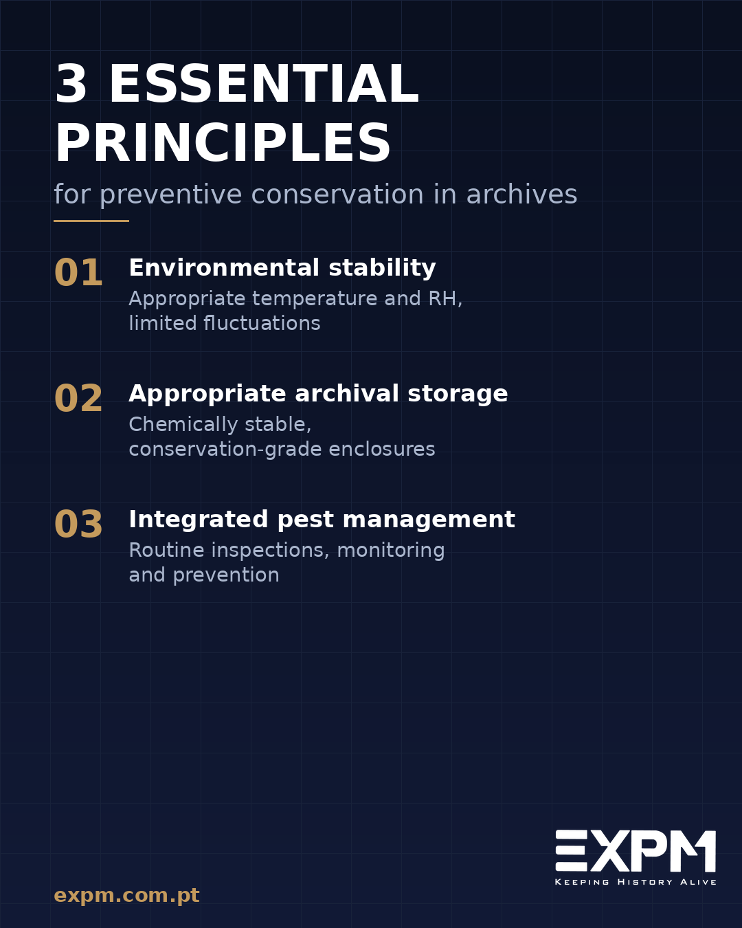 EXPM – 3 essential principles for preventive conservation in archives