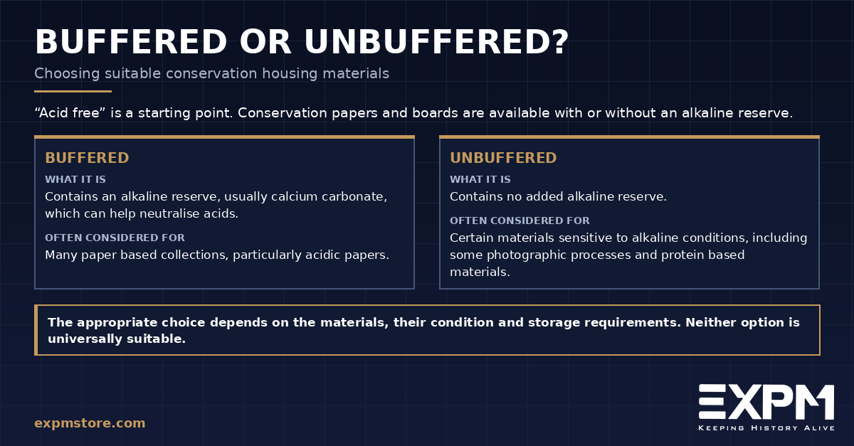 Buffered or unbuffered conservation housing materials EXPM